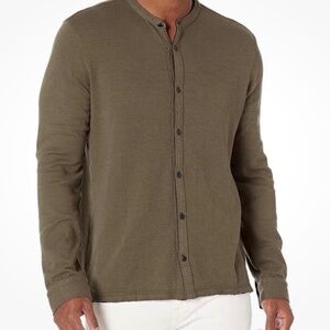 John Varvatos Joaguin Raw Hem Double Knit Button Front Mens Shirt Sweater SZ.M